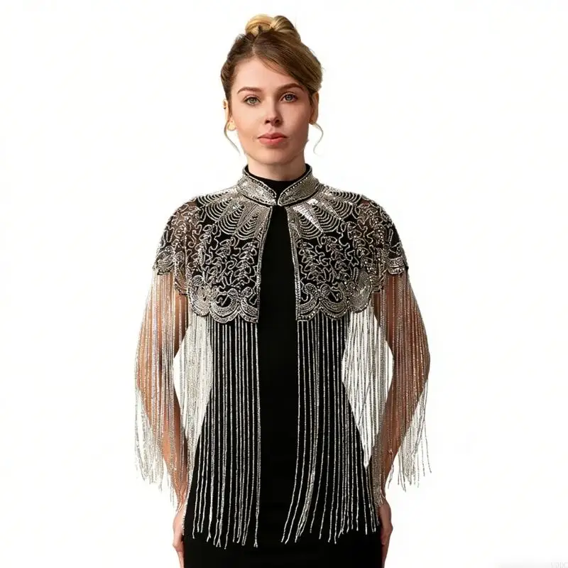 Fashionable Beaded Shawl Long Tassels Decoration For Evening Event Y166