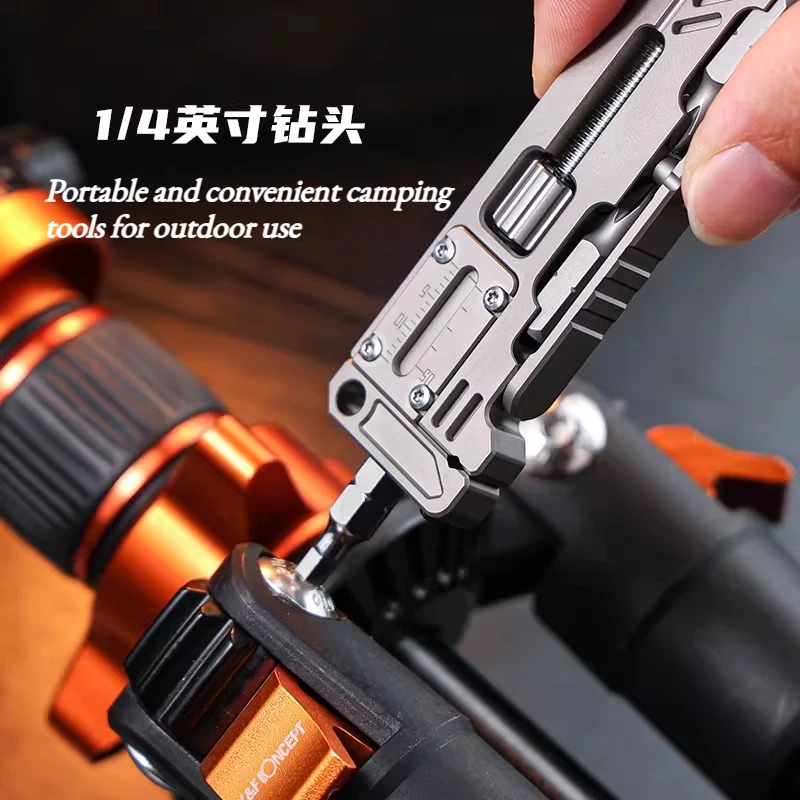 EDC Titanium Alloy Multi-functional Crowbar Wrench  Ratchet Screwdriver Vernier Caliper Manual Combination High Quality Tool