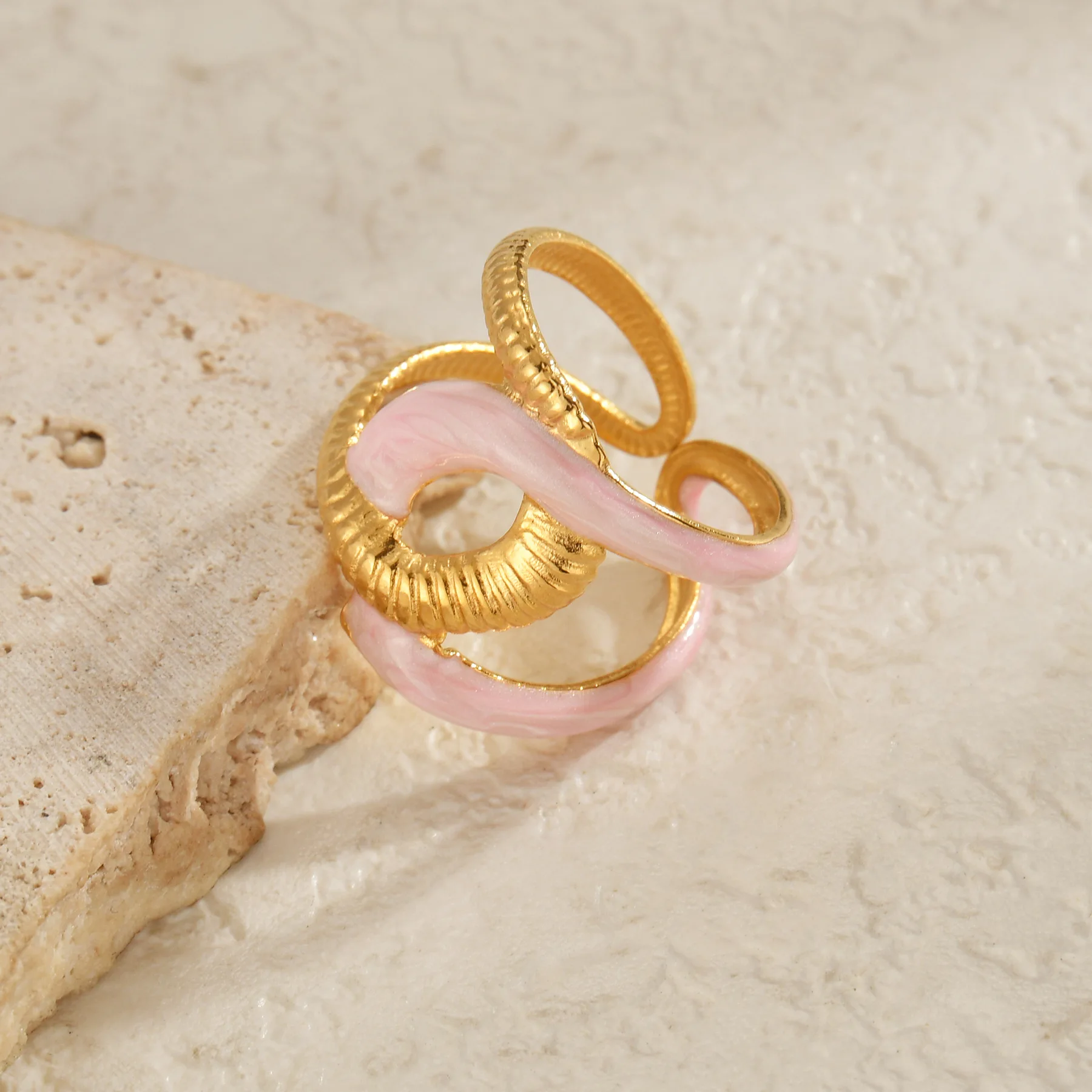 Freeteeme Trendy Oil Dripping New Rings for Women Accesories Stainless Steel Adjustable Gold Plated Rings for You Jewelry Gift