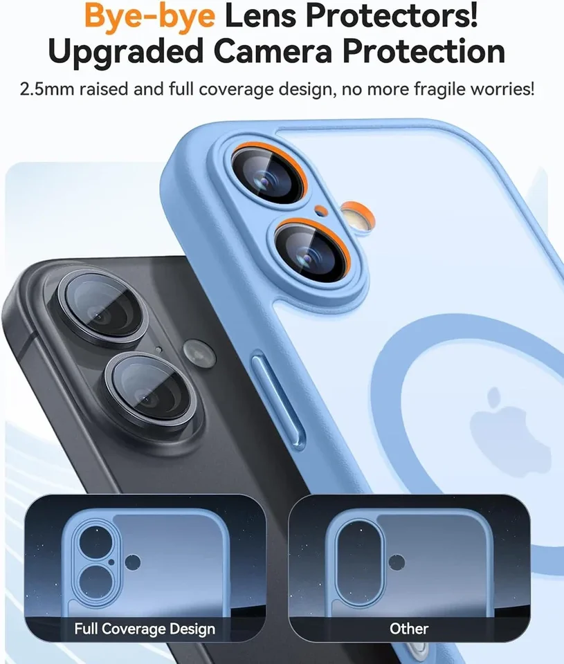 Funda magnética mate translúcida para iPhone 17 Air 17e 16e 16 Promax 15 14 13 12 11 Pro Max Plus, carga inalámbrica 3
