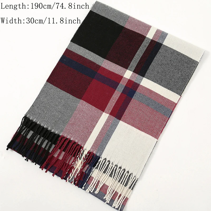 Winter Fashion Plaid Fake Cashmere Scarf Keep Warm Tassel Shawl For Woman Outdoor Keep Warm Windproof Pashmina Wholesale190*30cm