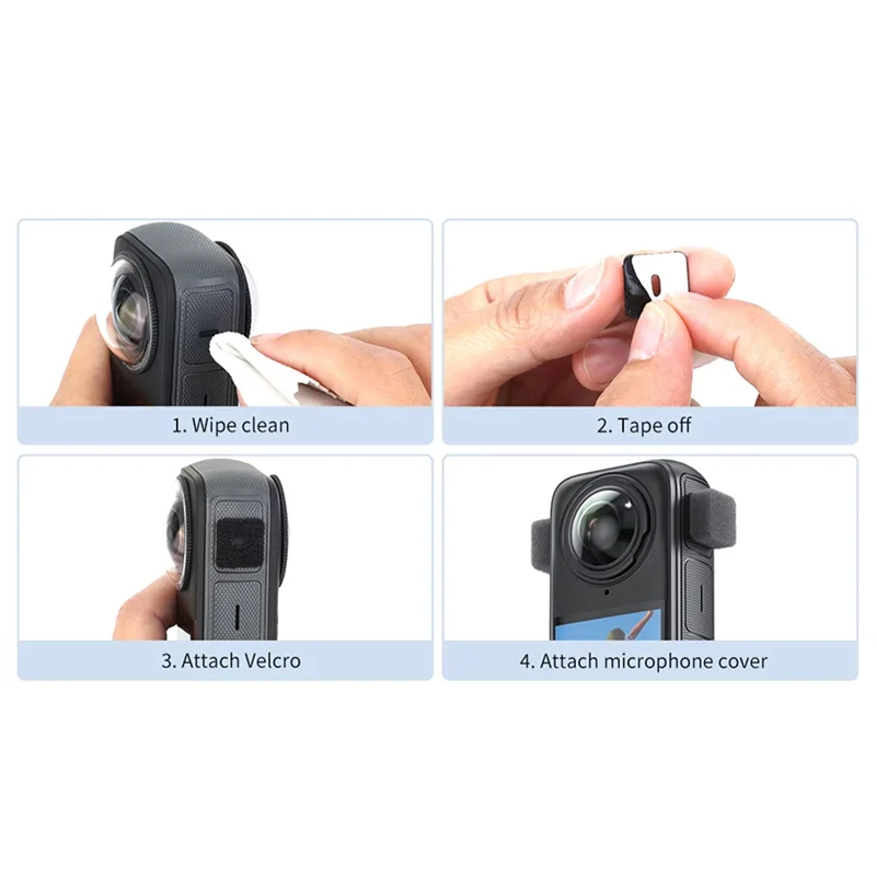 ABGQ Mikrofon do kamery Insta360 X4/ONE X3, osłona przeciwwietrzna, gąbka redukująca szumy, redukuje hałas