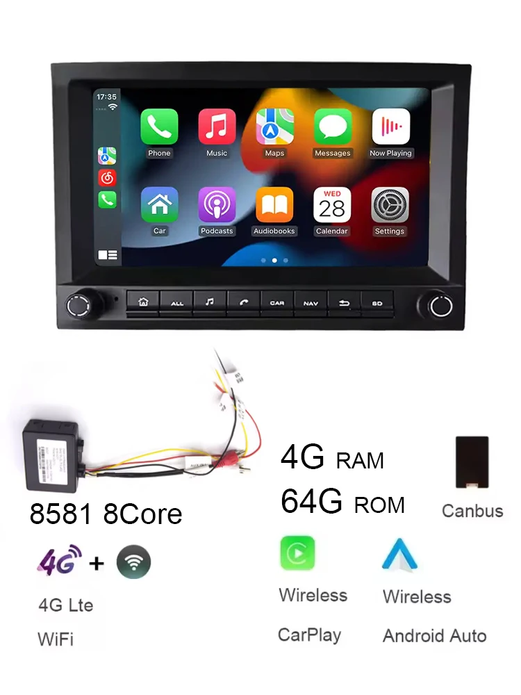 Car radio For Porsche 911 996 986 Carrera Boxster Multimedia Video Players Wireless CarPlay Navigation Bluetooth Screen Radio image 3