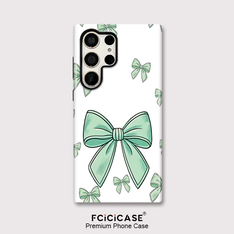 Fcicicase S26 Ultra Acrylic Phone Case For Samsung Galaxy S25 Plus A26 A16 S23 A36 A56 S26 Edge S24 Bow Knot Print Matte Cover