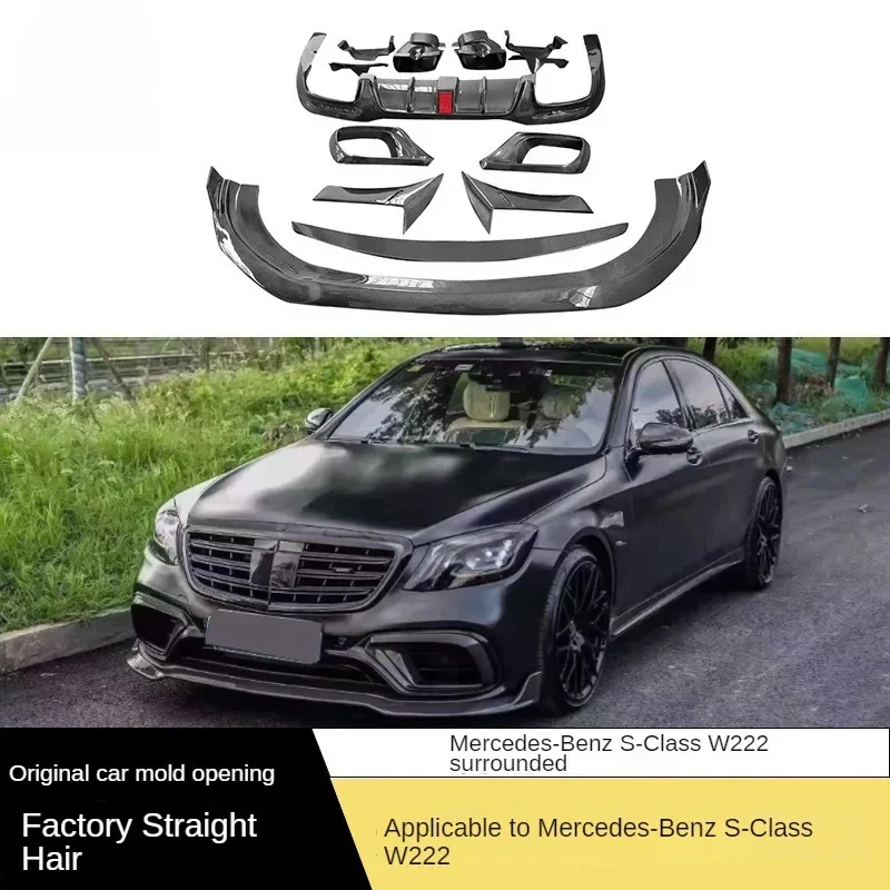 

New! For Mercedes Benz S-Class W222 Carbon Fiber Full Surround Front Lip Rear Lip Air Vent Spoiler Car Body Kit Canard Trim