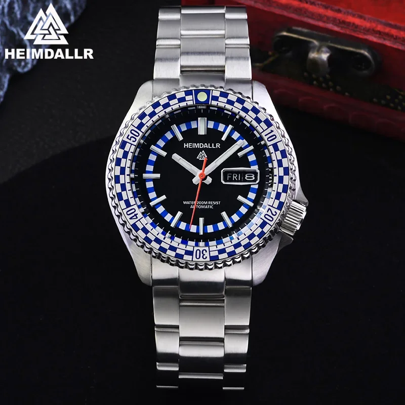 HEIMDALLR Men's Diving Watch NH36A Movement Mechanical Wrist Watch C3 Super Luminous 20Bar Waterproof Fine Steel Original Watch