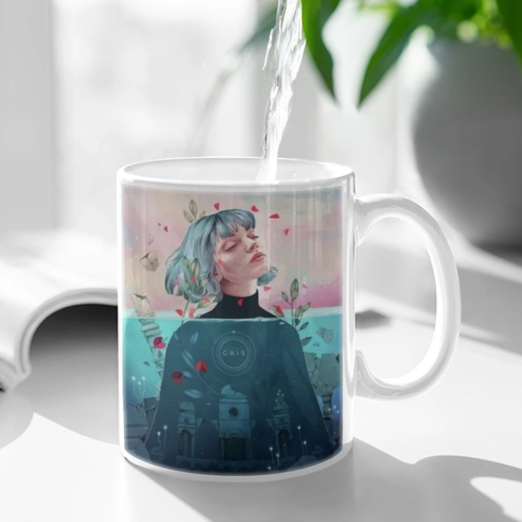 

Gris Game Canvas Painting Gray Video Game Ceramic Mug Cute Coffee Tea Milk Stave Mugs And Cups with Handle Novelty Gifts