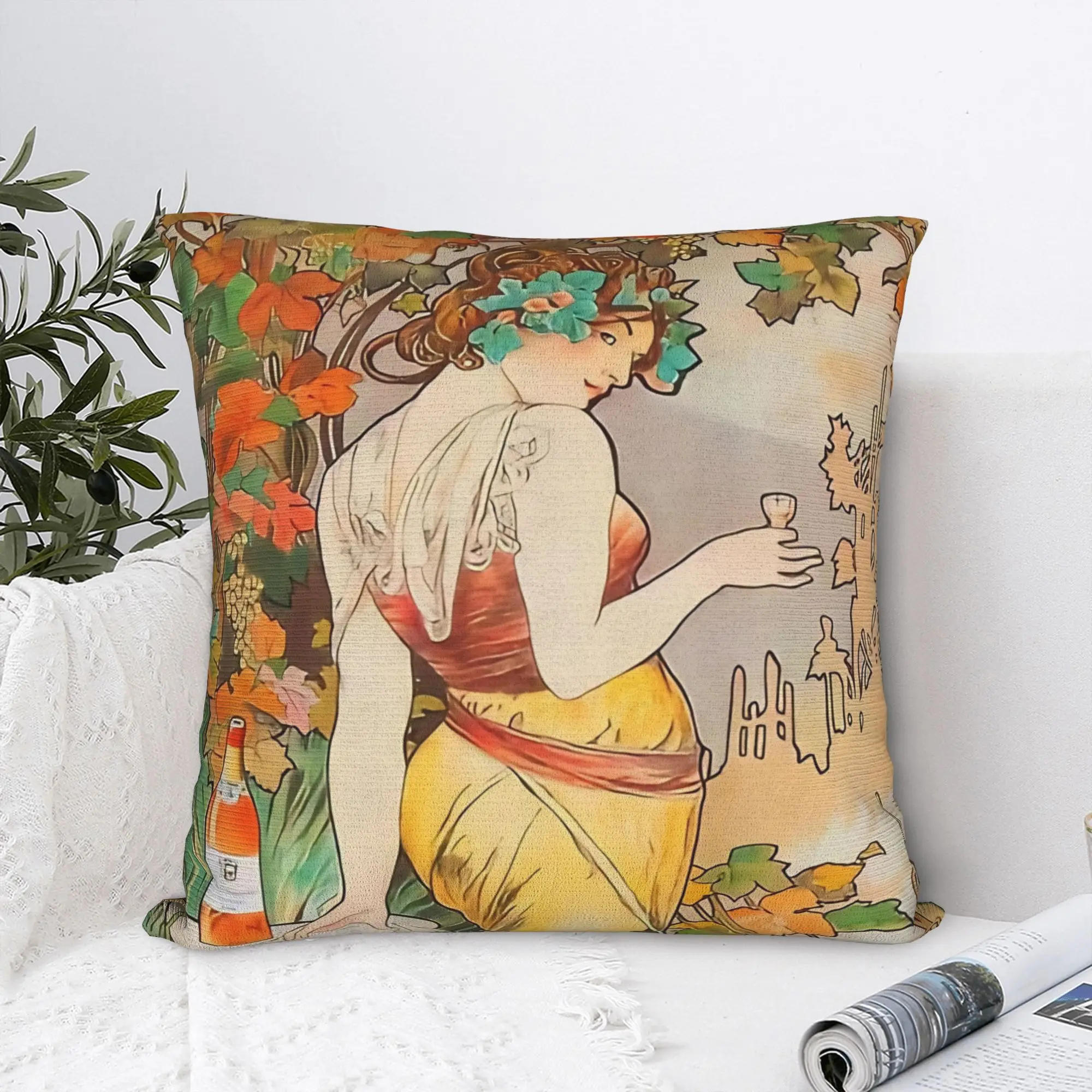 Alphonse mucha art   Square Pillow Case  Cushion Cover Custom Polyester Decorative Pillowcase for Car 18