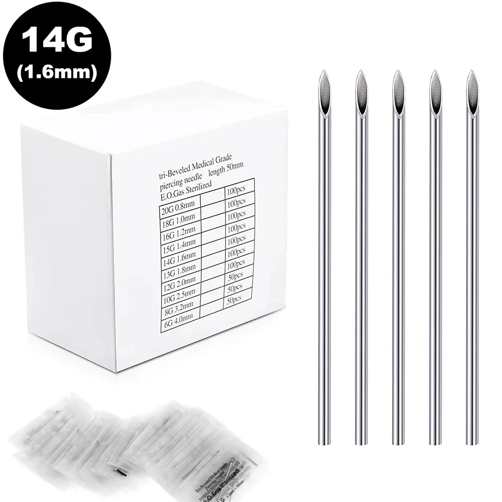 Piercing Nadel 12G 14G 16G 18G 20G Chirurgische Sterile Einweg Punktion Nadeln Für Ohr Nase Nabel Nippel Lippen Piercing Werkzeug