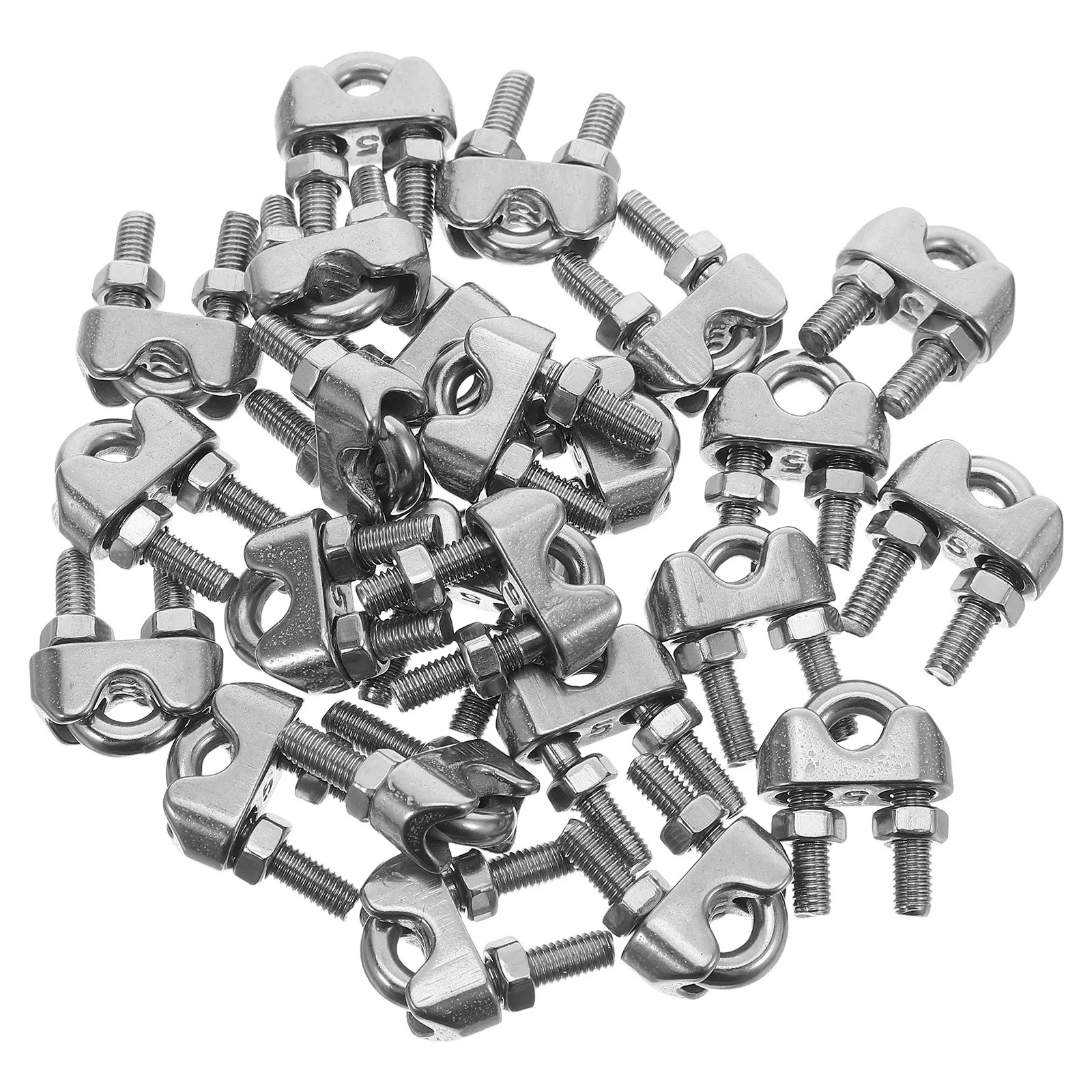 24Pcs Stainless Steel Rope Clip Heavy Duty Wire Rope Clamp U Shaped Saddle Fastener for Advertising Panels Fencing Steel Cable