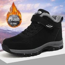 Unisex Boots Plush Warm Snow Boot Waterproof Casual Leather Boot for Men Non Slip Hiking Boots for Women Winter Warm Cotton Shoe