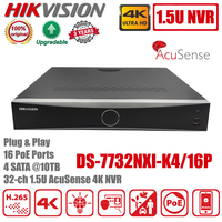 Original Hikvision DS-7732NXI-K4/16P 32CH 1.5U 16POE Ports 4K H.265+ AcuSense 4SATA Plug & Play NVR Network Video Recorder