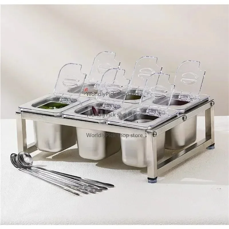 Прозрачный ящик для хранения продуктов из нержавеющей стали со стойкой, видимый выставочный поднос для раковины для магазина чая с молоком, кухонная организация