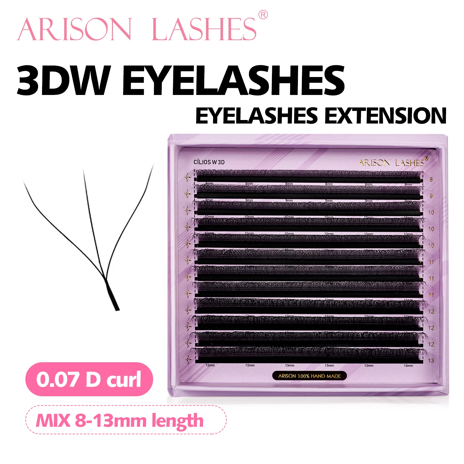 ARISON Magnet Box 3DW Eyelashes False Lashes Matte Black Professional Eyelashes Extension Supplies Natural Long And Full