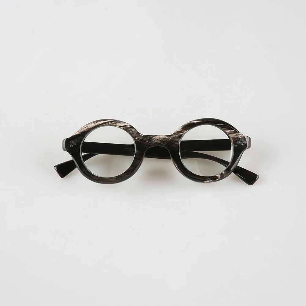 Men Eyeglass Frames Unique Vintage Retro Stripes Handmade Buffalo Horn Myopia Prescription Glasses Frames Lenses Eyeglasses