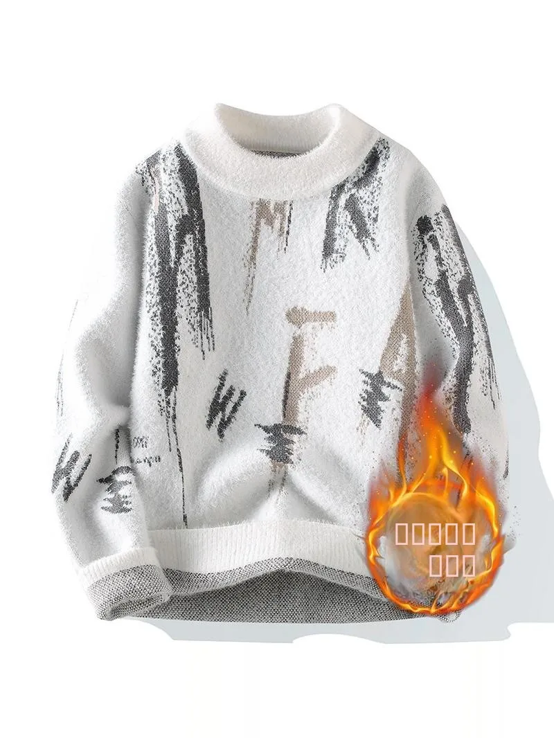 

Men's Thiened Woolen Knitwear Winter Warm Faion Brand 2024 New Sle Tailored Fit f High Collar Long Sve Sweater