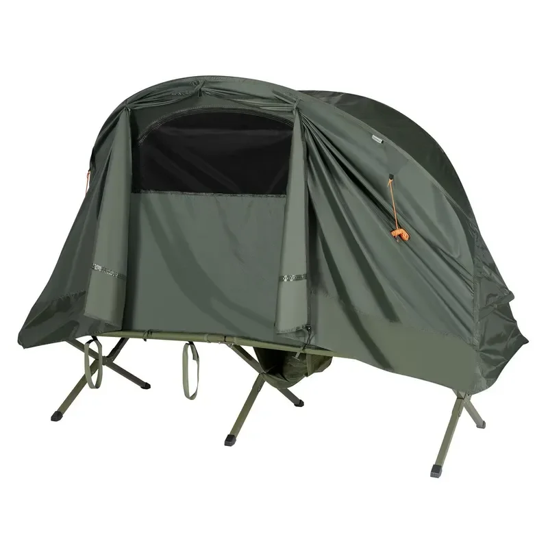 Portable Double Space Camping Bed Tent Army Green Oxford Cloth Ground Shelter Custom Outdoor Hiking Sleeping Setup for Two