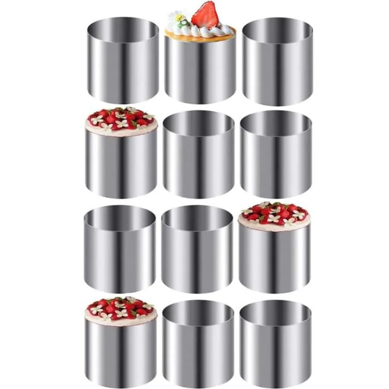 Stampi Rotondi per Torte, Mini Anelli per Dolci e Pasticceria, Anelli in Acciaio Inox per Mousse, Stampi per Biscotti e Muffin