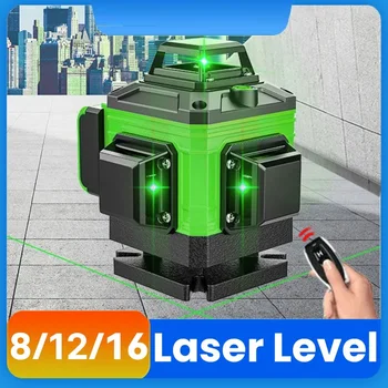 High precision 360° self-leveling Nivel Laser Level 4D 12/16 lines green laser beams lights construction tools