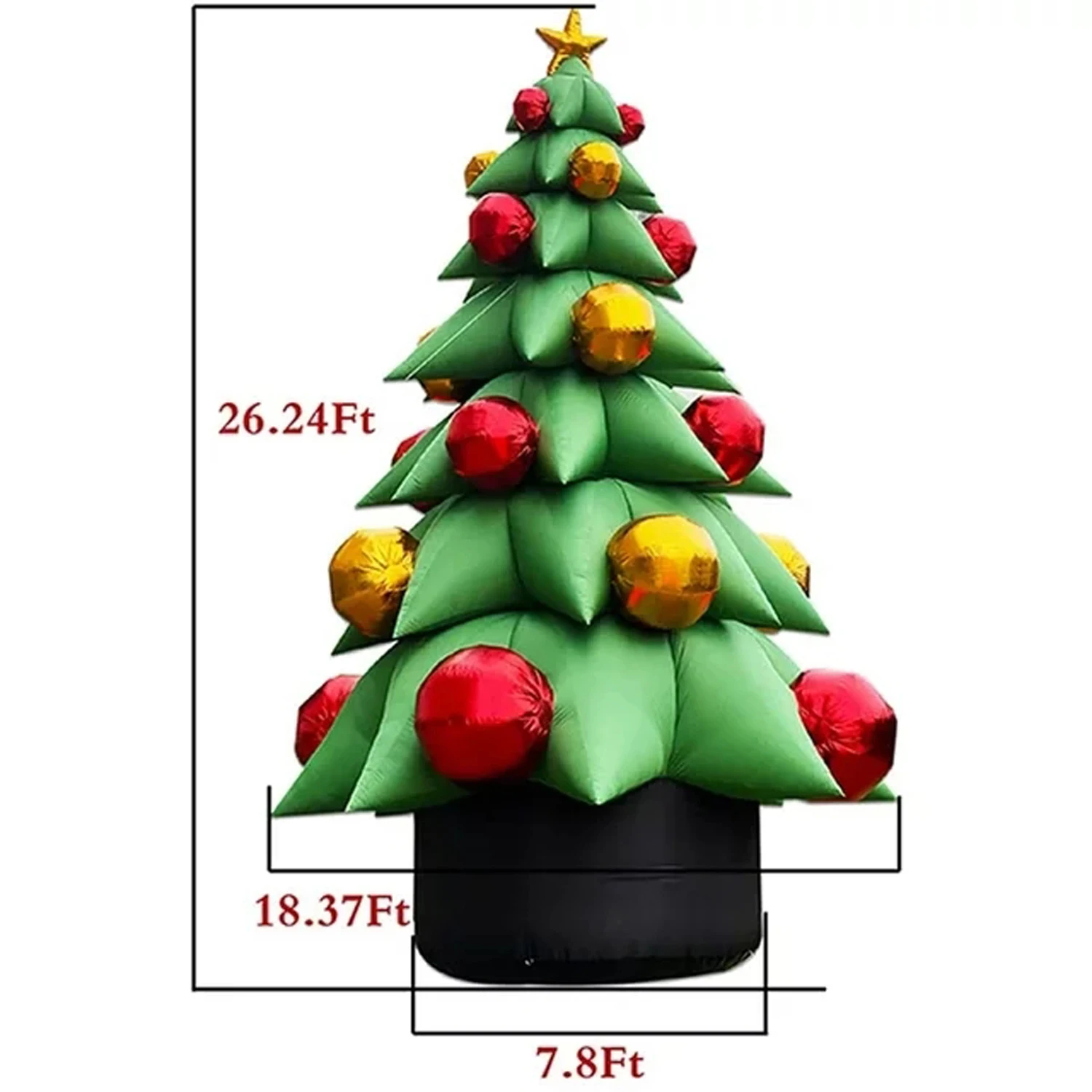 Arbre de noël gonflable artificiel de 26 pieds de haut, avec coffrets cadeaux et étoile, décoration extérieure et intérieure pour fête de vacances, cour