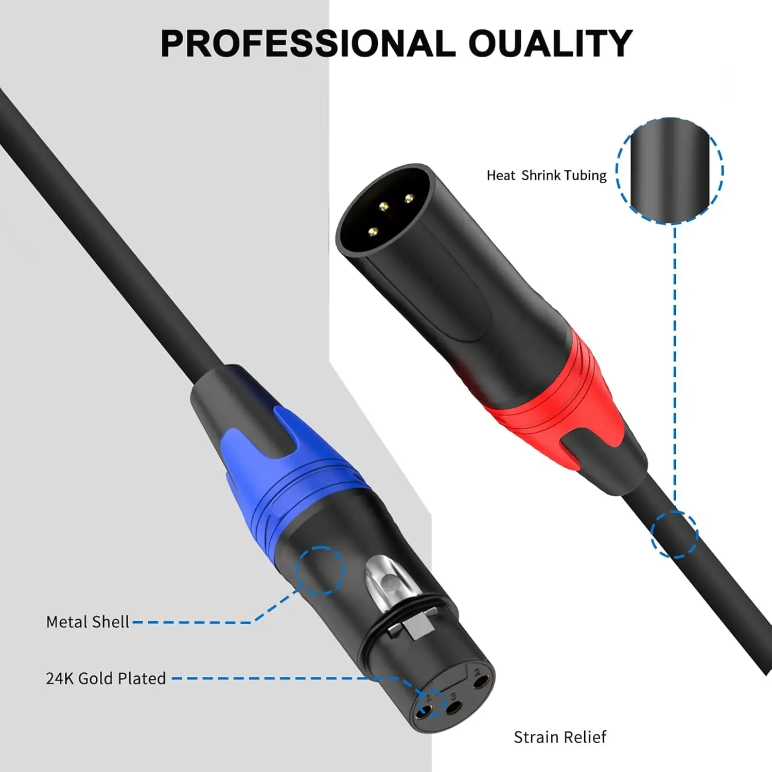 XLR Male to XLR Female Audio Cable 4-Pack Mic Balanced Microphone Lead XLR 3Pin Speaker AMP Extension Cable for Mixer Stage DMX