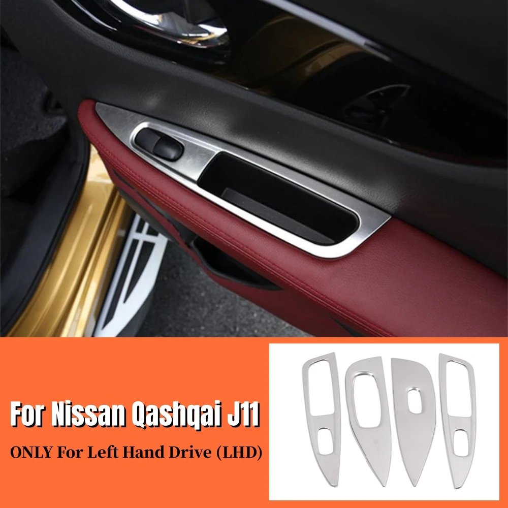 

Для Nissan Qashqai J11 2014-2019 2020, внутренние наклейки из нержавеющей стали, кнопка переключателя подъема окна, панель, накладка, аксессуары