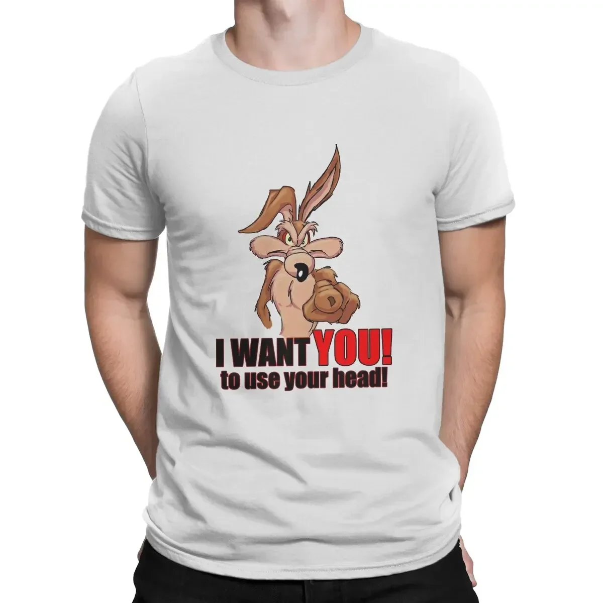 BEEP BEEP Bird Wolf I Want You T Shirt Vintage Graphic Men's Tshirt Polyester Men Clothes