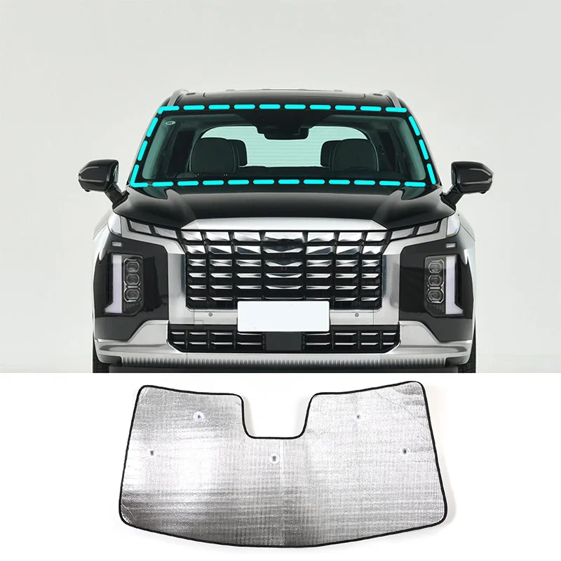 

For Hyundai Palisade Aluminum Foil Silver Car Front Glass UV Sunshade Car Interior Protection Accessories 1Pcs