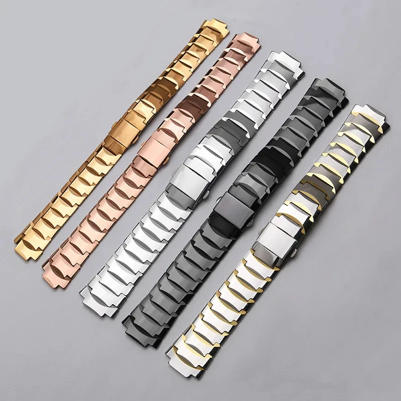 Tungsten Steel Watchbands 21x12mm 13.5x6.5mm Silver Golden Bracelet Replacement Belt For 6021G Series Male Female Watch Chain