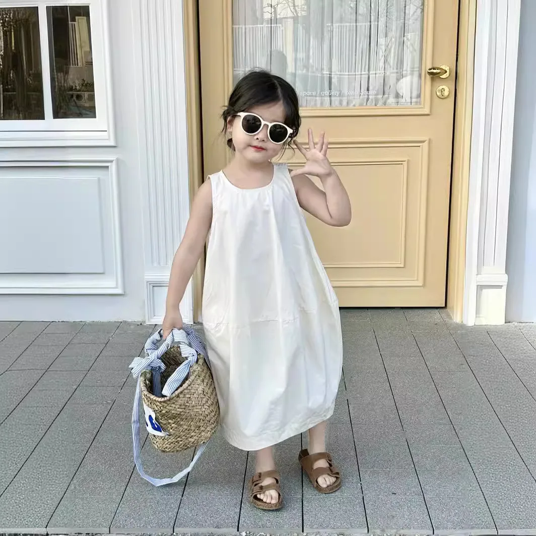 

Girls Skirt Children 2024 New Spring and Summer Dress Simple Casual Style All-match Fashion Skirt Korean Style Children Dress