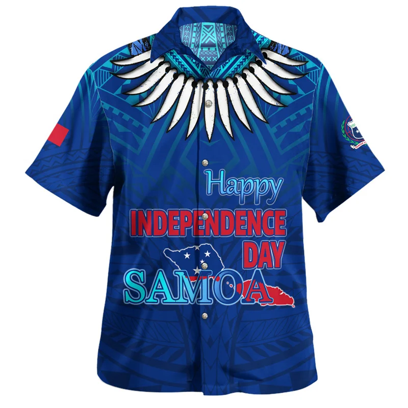 Summer Harajuku 3D American Samoa Happy Independence Day Coat Of Arm Printing Shirts Men Fashion Short Shirts Cool Tops Clothing