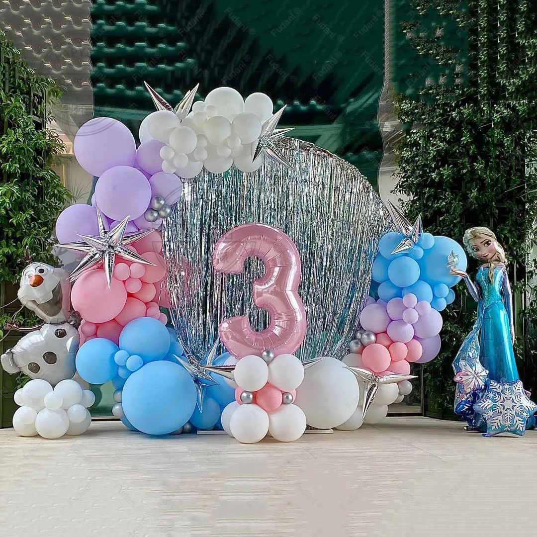 

103pcs Disney Frozen Theme Balloons Arch Garland Elsa Olaf Foil Balls Maca Pink Number Balls Birthday Baby Shower Party Decors