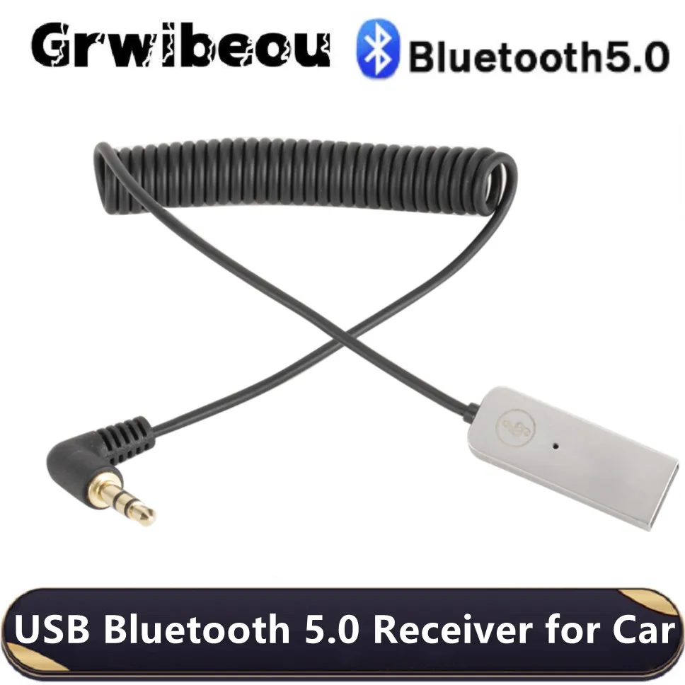 Récepteur USB Bluetooth 5.0 pour voiture, kit USB vers prise 3.5mm, AUX, audio, MP3, adaptateur de dongle de musique, sans fil, radio FM, haut-parleur