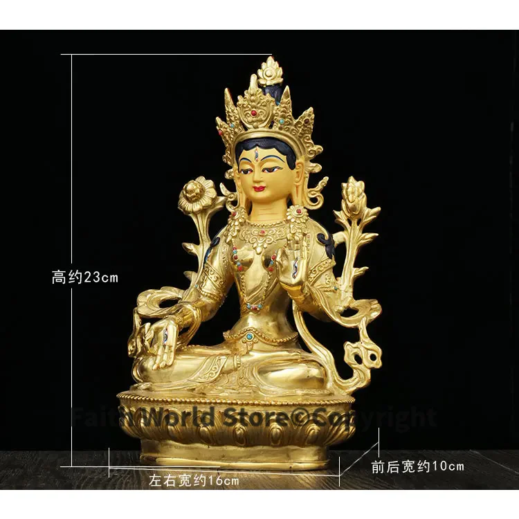 2025 large TOP Good gilding Buddha statue HOME family talisman effective Tibetan Nepal Bodhisattva white Tara Buddha statue