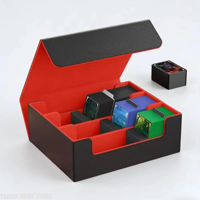 Card Case Large Capacity Three-row Box Can Hold 1800+ Card Storage Boxes, PU Leather Game Card Holders Home Storage Box view 3