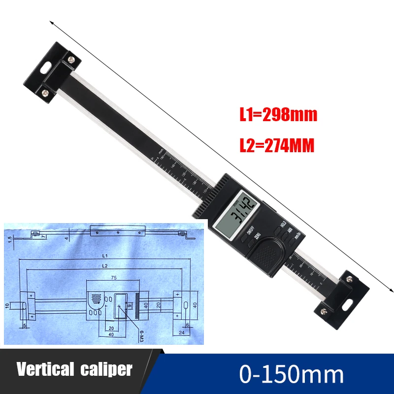 0-150mm 0-200mm 0-300mm 0-100mm Verticale digitale lineaire schalen Verticale schuifmaat 0,01mm