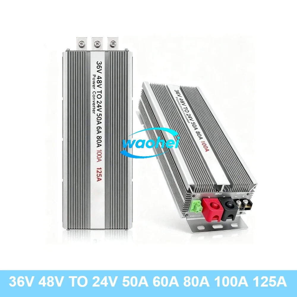 Buck 36V 48V to 24V 60A 80A 100A 125A 50A Step Down DC-DC Power Converter Voltage Regulator 48 Volt to 24 Volt for Cars CE