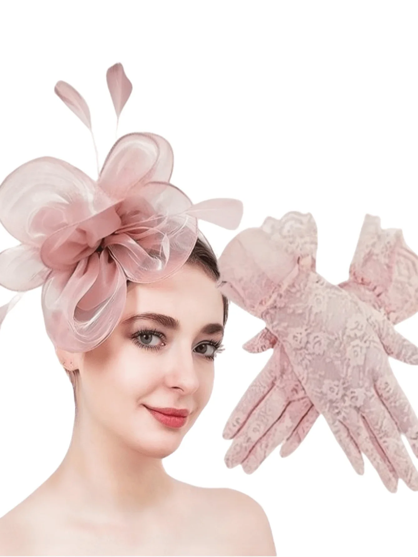 

3Pcs Sets Fascinators Hats And Lace Gloves Set For Women Fancy Tea Party Hats 2024 Elegant 1950s Kentucky Derby Hats Feather