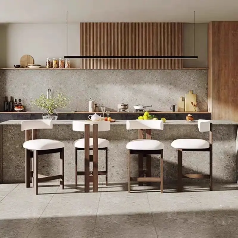 الشمال بار البراز خشب متين كرسي مرتفع صوف الضأن منجد كريم خمر المطبخ المنزل حانة الجلوس #2