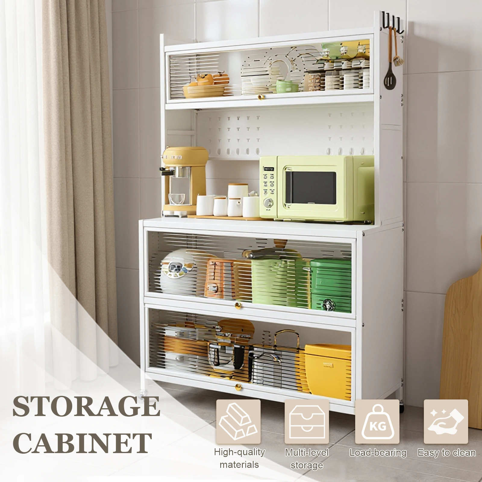 رف مطبخ ذو عجلات، مقاوم للتآكل، خزائن تخزين المطبخ، منظم خزانة معدنية منزلية، وعاء فرن الميكروويف، رف الفرن