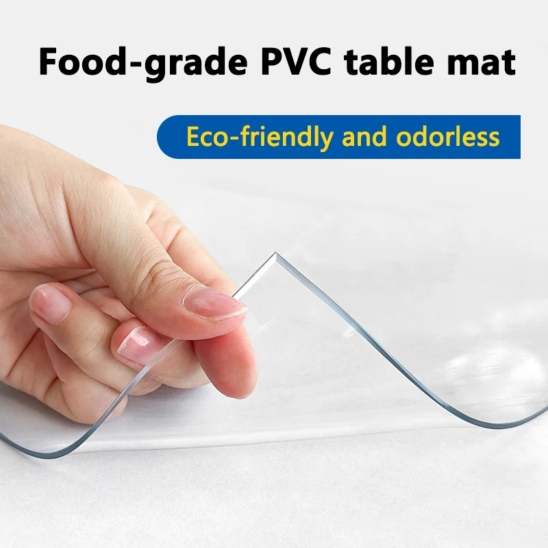 PVC Transparent Tablecloth – Spill-Proof, Heat-Resistant, Non-Slip, Ideal for Dining Tables, Counters, Desks, Indoor/Outdoor Use