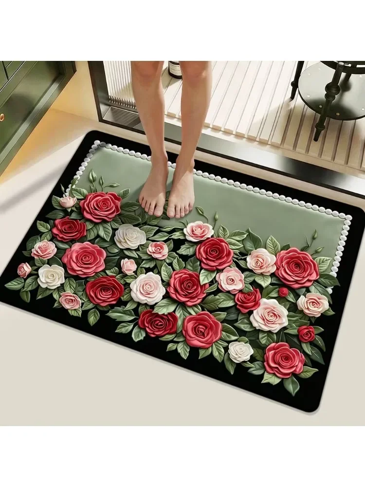 Light luxury bathroom floor mat, water-absorbing quick-drying floor mat, household bathroom door non-slip mat, diatom mud floor
