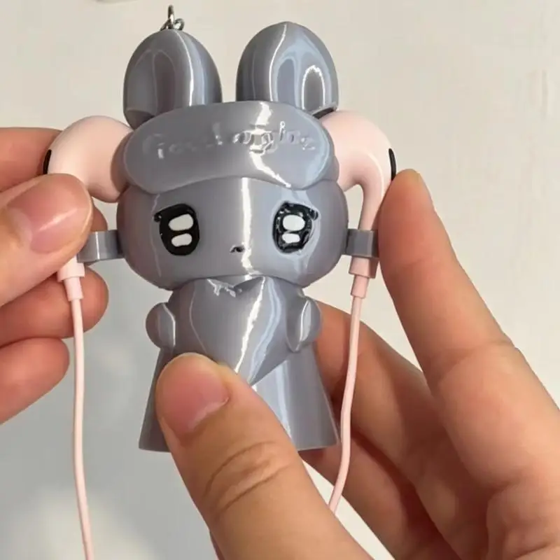 Earbud Storage Bag Cute 3D Printed Rabbit Soft Portable Pouch Multi-use Data  for Home Office