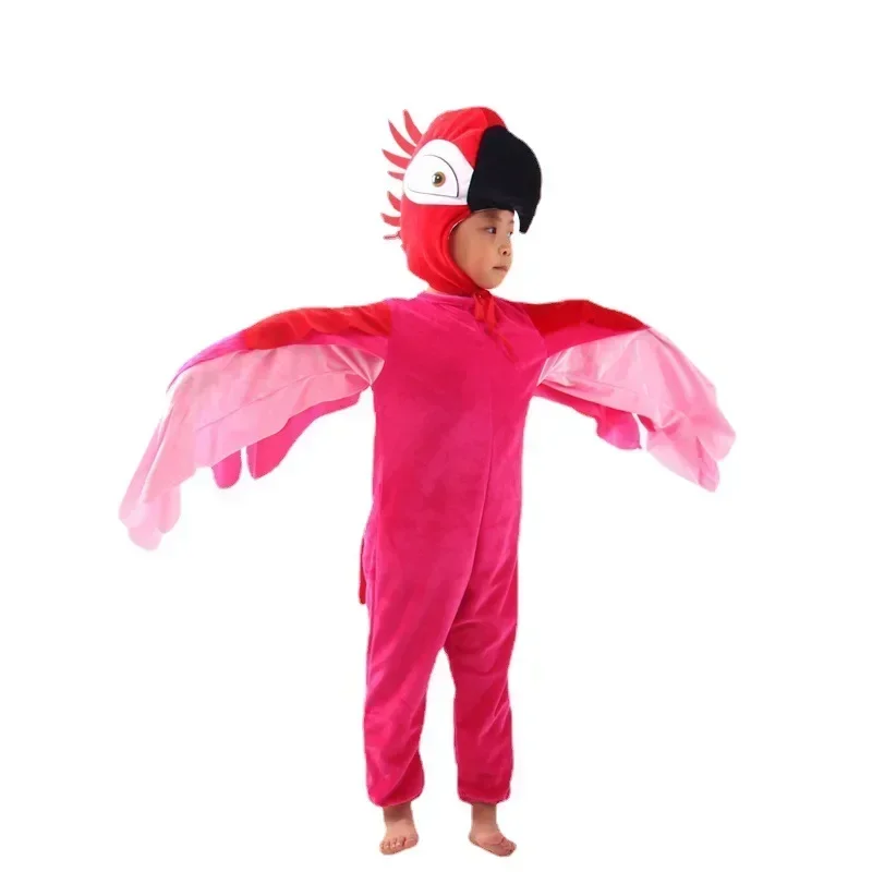 Erwachsene Kinder Cartoon Tier Papagei Performance Kleidung Rotgold Tanz kostüm Cosplay Requisiten