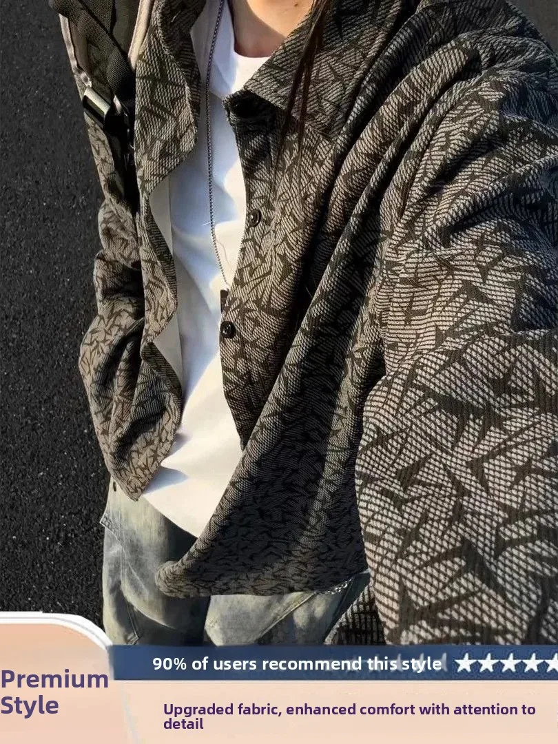 Retro Lazy Style Men's Shirt Cardigan Loose Casual Long Sleeve Turn-down Collar Spring Autumn Outerwear Breathable Polyester