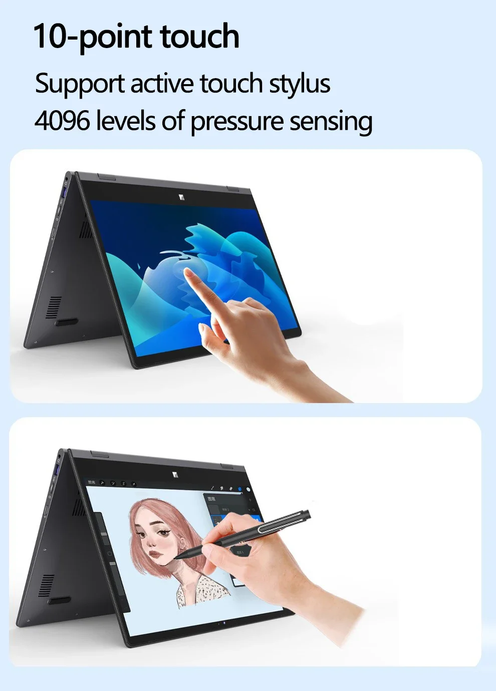 14'' Touch 360° Flip 2-in-1 Laptop FW-Y1 Mini Convertible Tablet Notebook Intel N95 12GB LPDDR5 Portable Student Office Netbook
