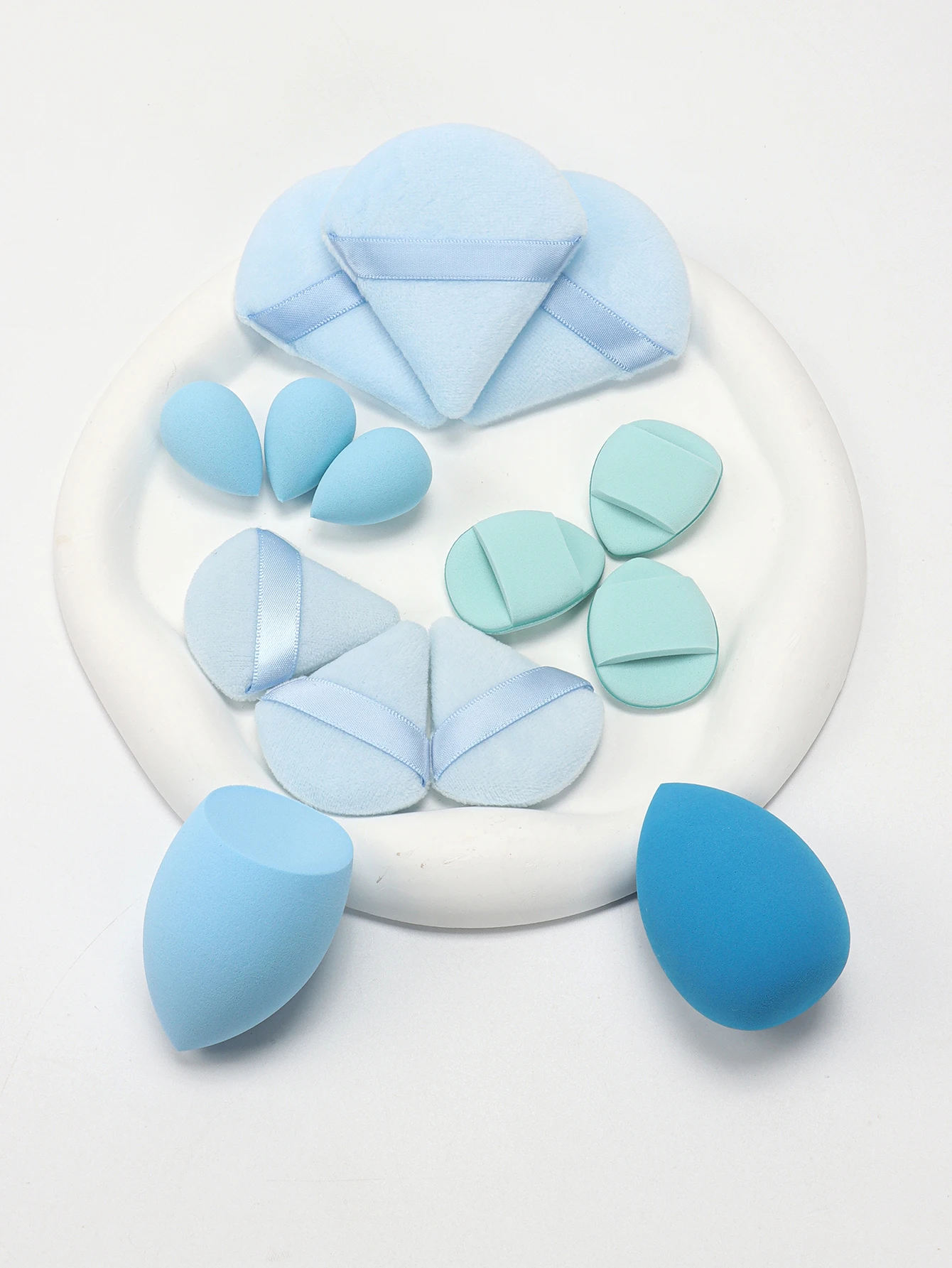 High-Energy 14-Piece Set, 3 Loose Powder Puffs & 3 Mini Loose Powder Puffs & 2 Large Makeup Sponges & 3 Mini Makeup Sponges