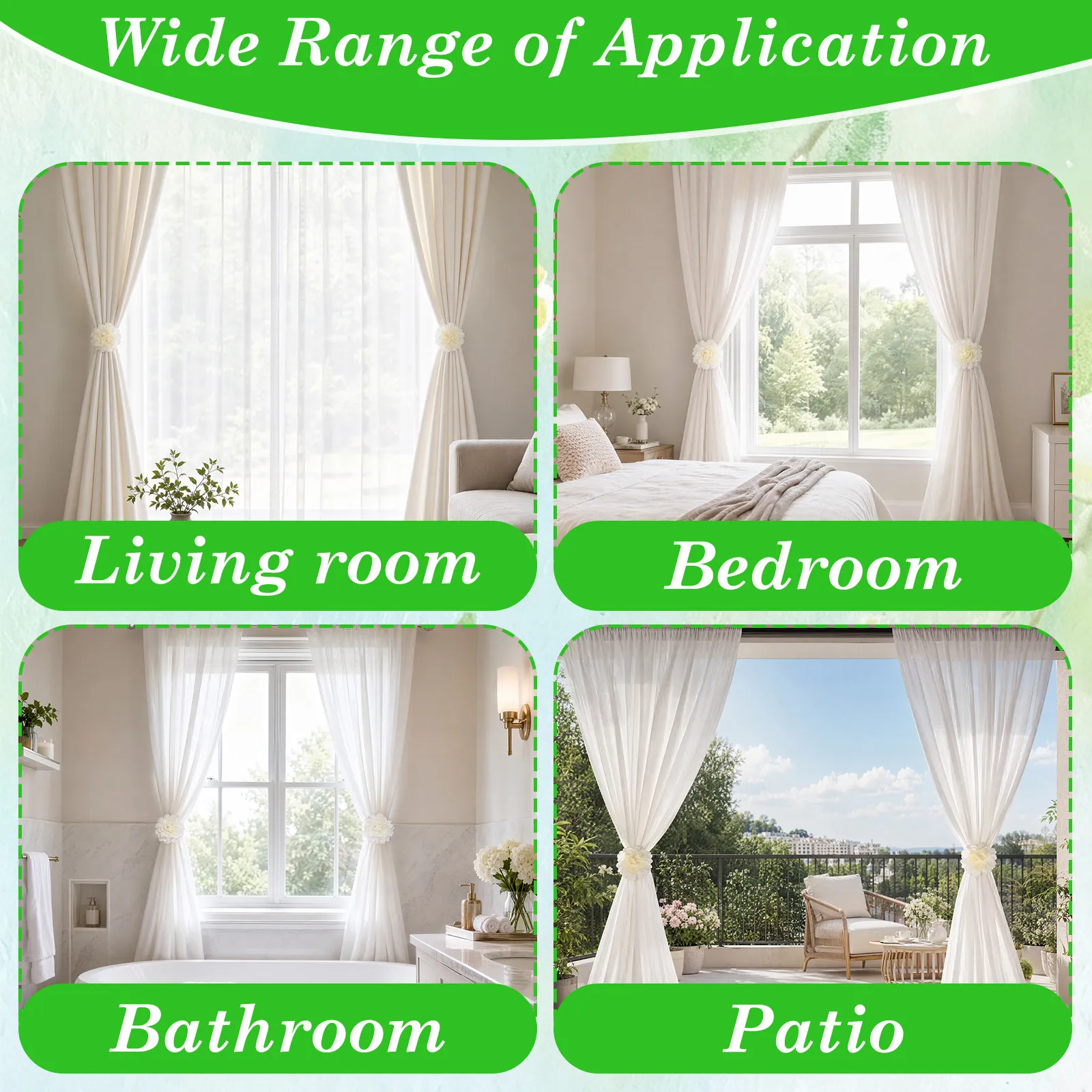 2Pcs Curtain Flower Tiebacks Buckles Clips Decorative Holdbacks Suitable for Curtains Draperies Home Hotel Window Accessories