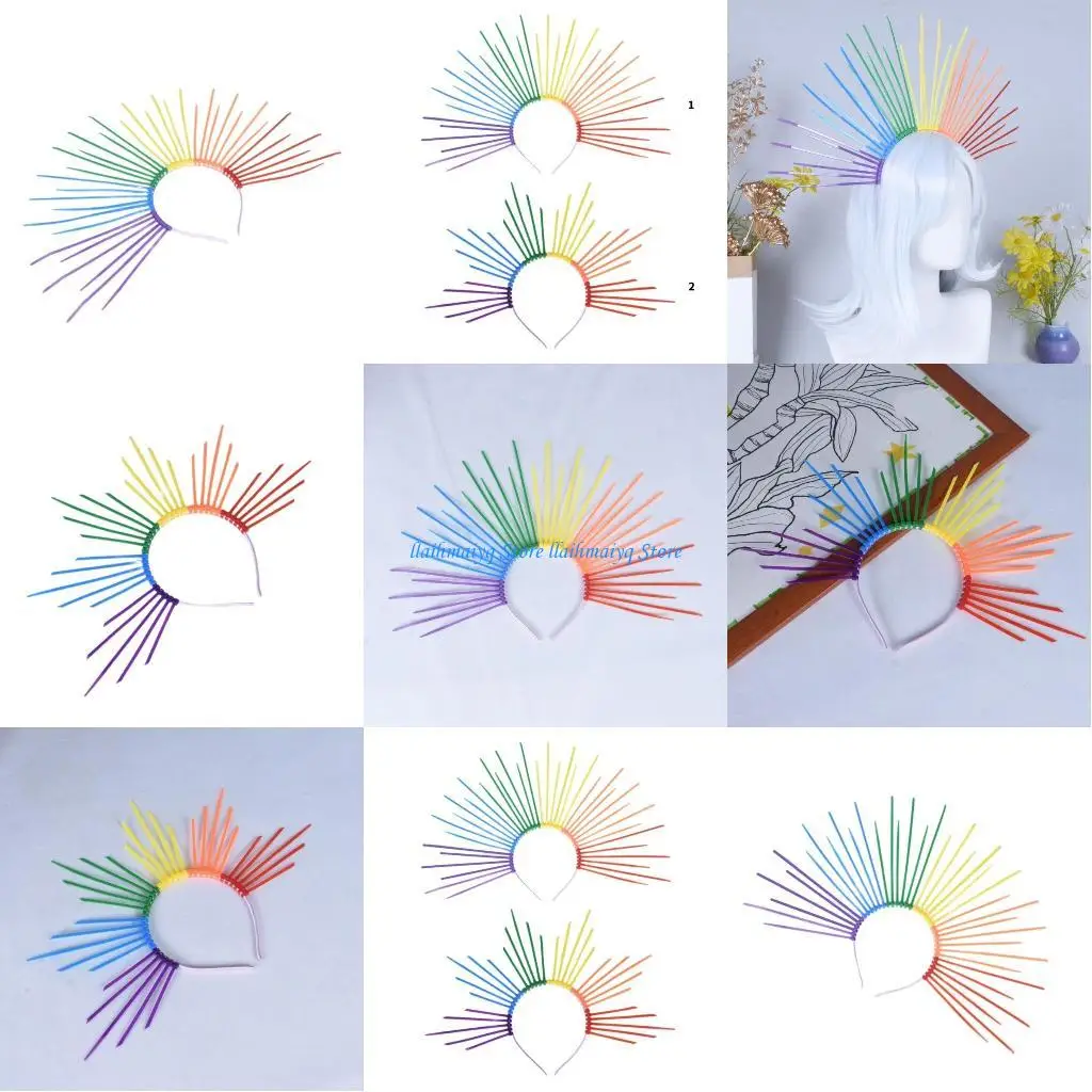 

573B Eye Catching Colorful Halos Hair Ornament for Ladies Handmade Costume Headwear