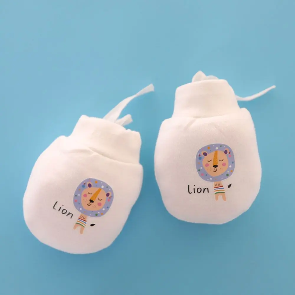 

Winter Cartoon Pure Cotton Baby Newborn Gloves Mittens Drawstring Anti Scratch